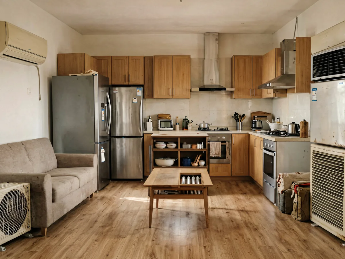 Furniture, appliances and air conditioners arranged for an organised property clearance