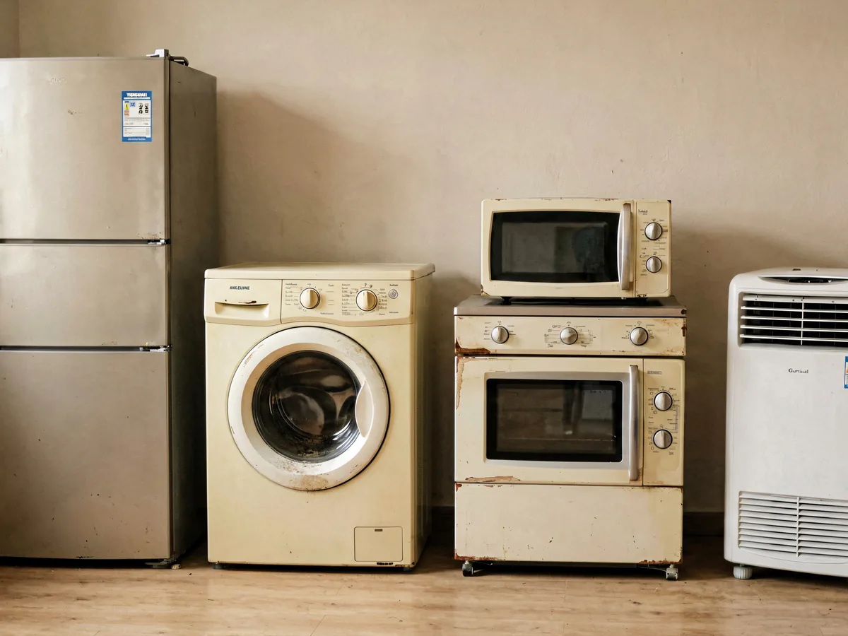 Used refrigerator, washing machine, cooker and air cooler arranged for evaluation in Taif