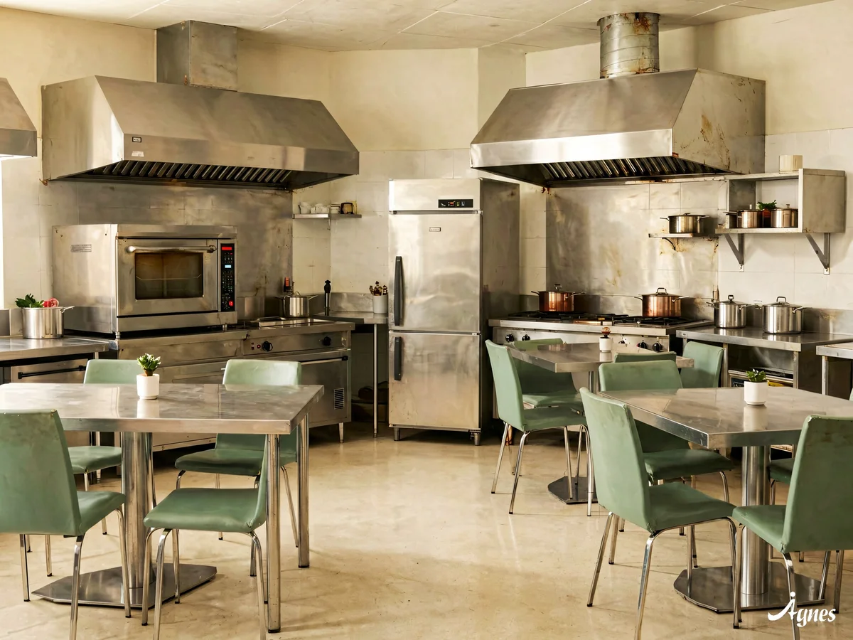 Used restaurant and commercial kitchen equipment arranged for evaluation in Taif
